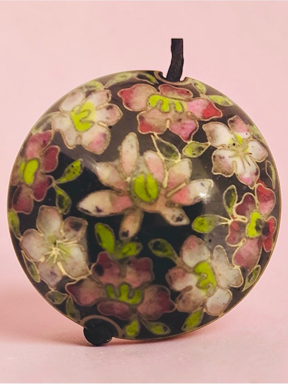 Floral Cloisonné Vintage Pendant
Necklace Double Side Floral - Picture 2 of 6